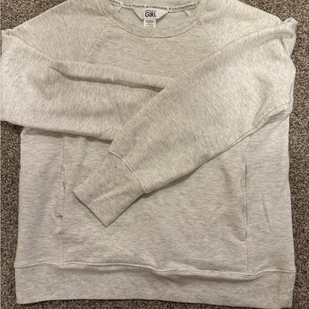 Athleta Light Gray Crewneck Sweater